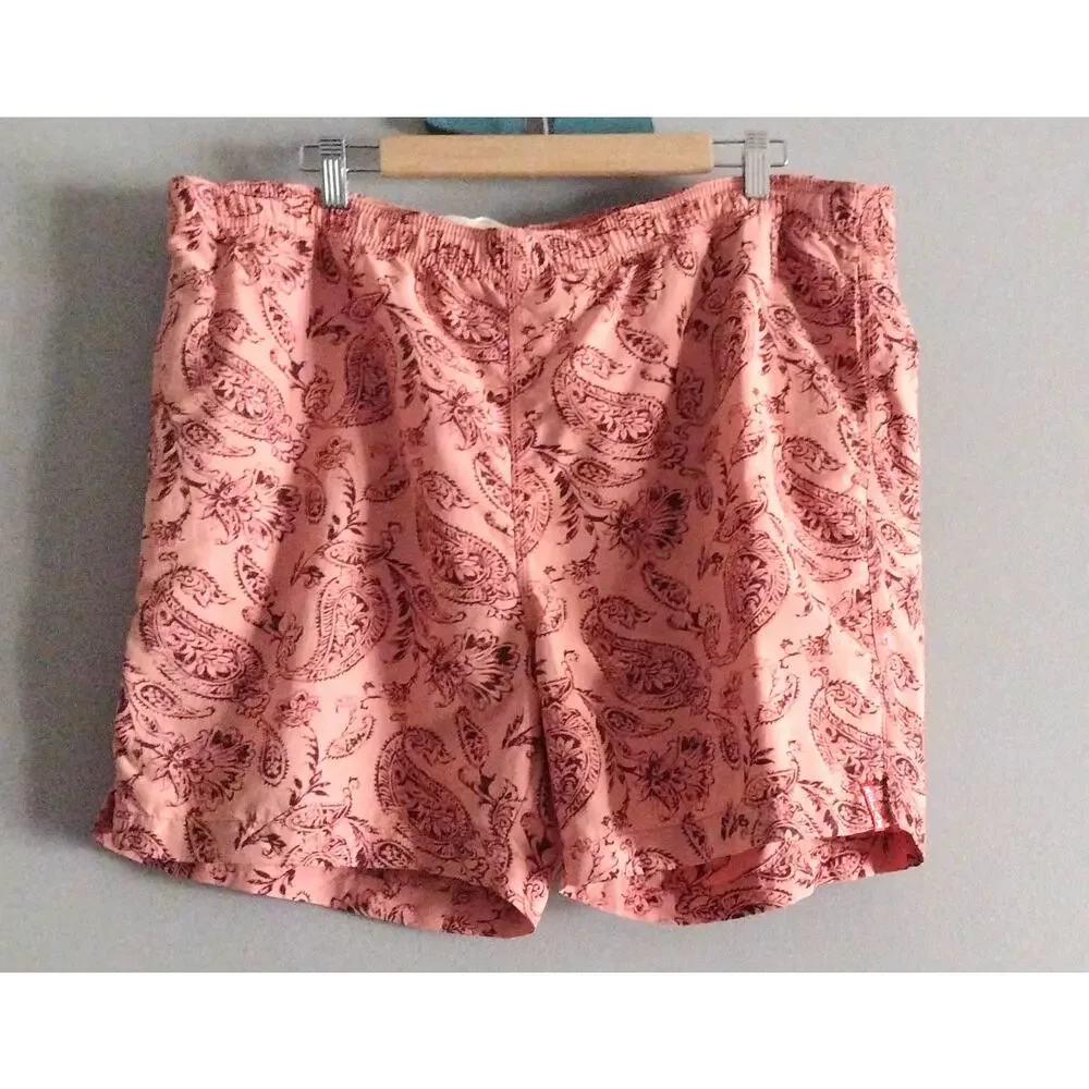 Tommy Bahama Relax Swim Trunks Mens XL Pink Paisley Tropical Resort Summer Vacay